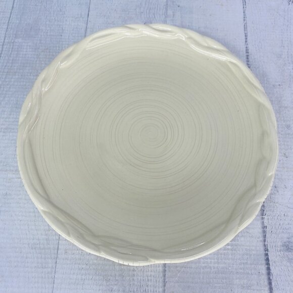 Tracy OCTAVIA HILL Solid Cream Twisted Rope Edge Ceramic 8" Salad Plates Set 4 - Picture 6 of 16